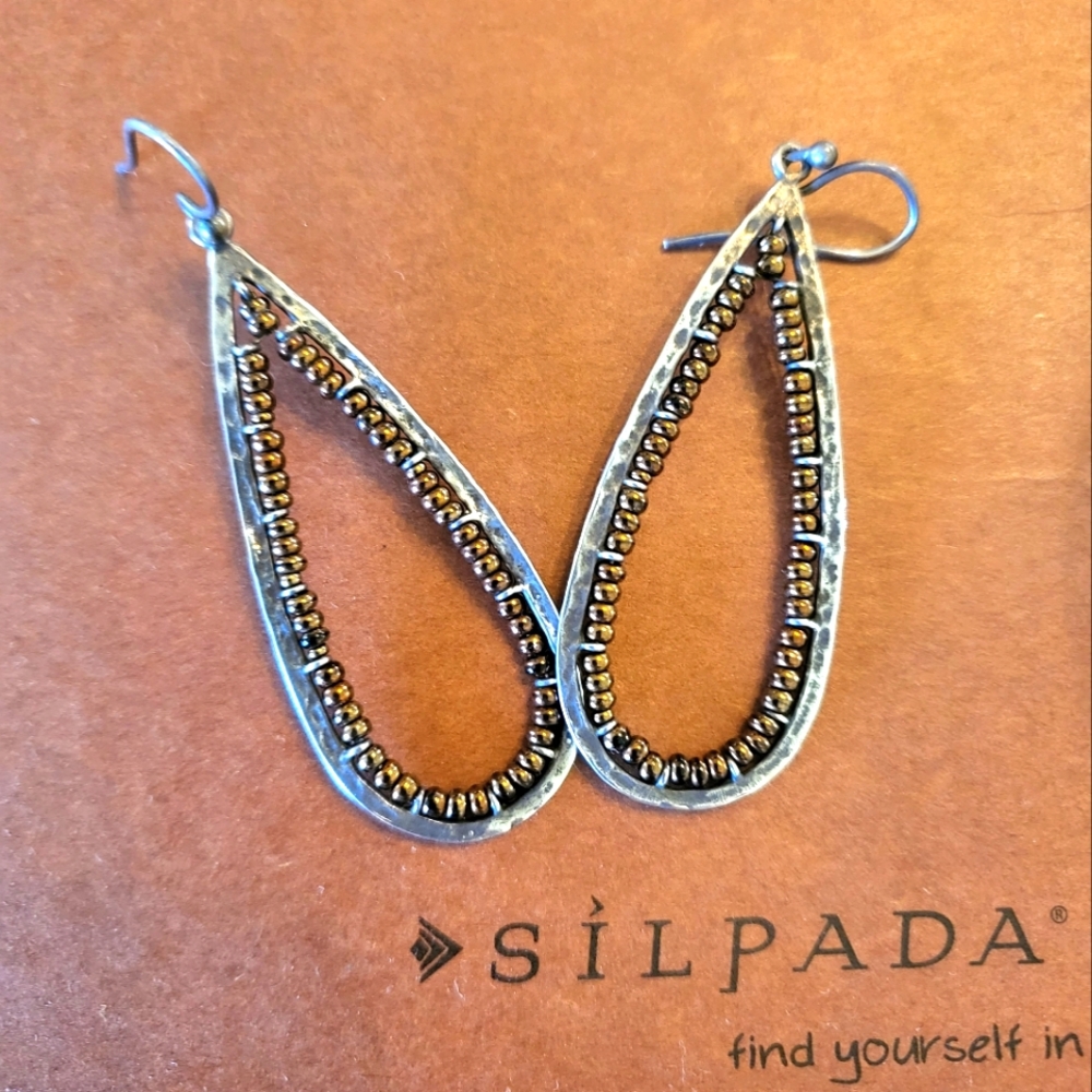 Silpada Tear Drop Earrings with Bronze Seed Beads